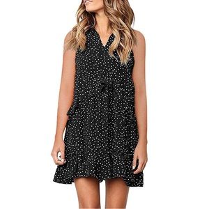 No Boundaries - Womens Black And White Polka Dot Dress